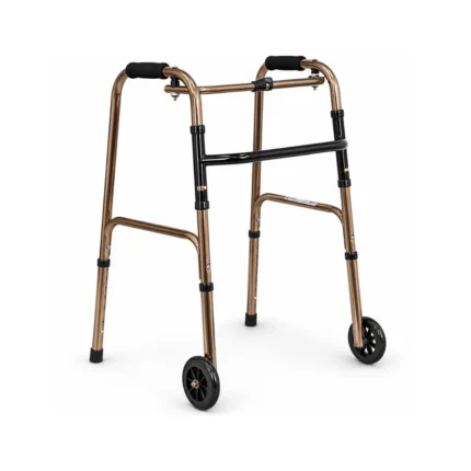 folding patient walker with wheels